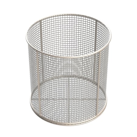 Anysizebasket Round Wire Mesh Basket: 9Dia. x 9H, 304 SS, 3/16 Rod Frame, No Handles, Mesh: 2 x .063 TMT-090RND090-N02S